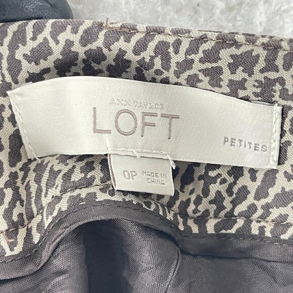Ann Taylor LOFT Petites Brown Animal Print A-Line Skirt Womens Zip Up Size 0P - Picture 10 of 11